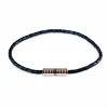 Black Leather Bracelet with Rose Plated Clasp