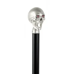 Black Walking Stick with High Shine Skull Head