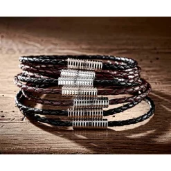 Brown Leather Bracelet with Rose Plated Clasp