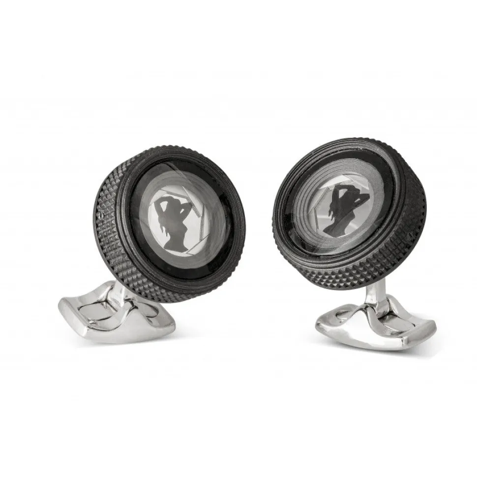 Camera Lens Cufflinks with Glamorous Lady
