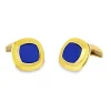 18ct Gold Cushion Shaped Cufflinks with Enamel and Lapis Lazuli