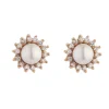 18ct Gold, Diamond and Cultured Pearl Cluster Earrings