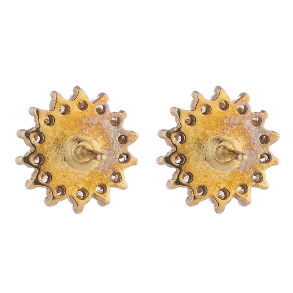 18ct Gold, Diamond and Cultured Pearl Cluster Earrings