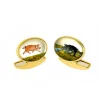 18ct Gold Hand-Painted Crystal Pig Cufflinks