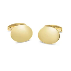 18ct Gold Plain Oval Cufflinks