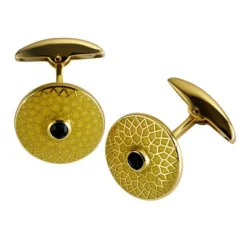 18ct Gold "Big Ben" Patterned Enamel Cufflinks