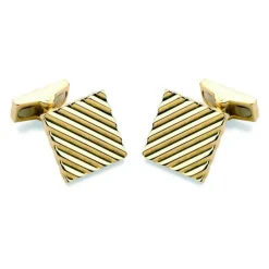 18ct Gold Square Engine Turned Cufflinks