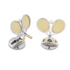 18ct Gold Tennis Racket Cufflinks With Diamond Ball