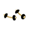 18ct Gold Twisted Bar Cufflinks With Onyx And Yellow Sapphire Ends