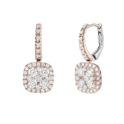 18ct Rose Gold Cushion Diamond Earrings