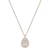 18ct Rose Gold Diamond Drop Small Pendant