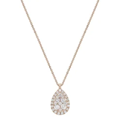 18ct Rose Gold Diamond Drop Small Pendant
