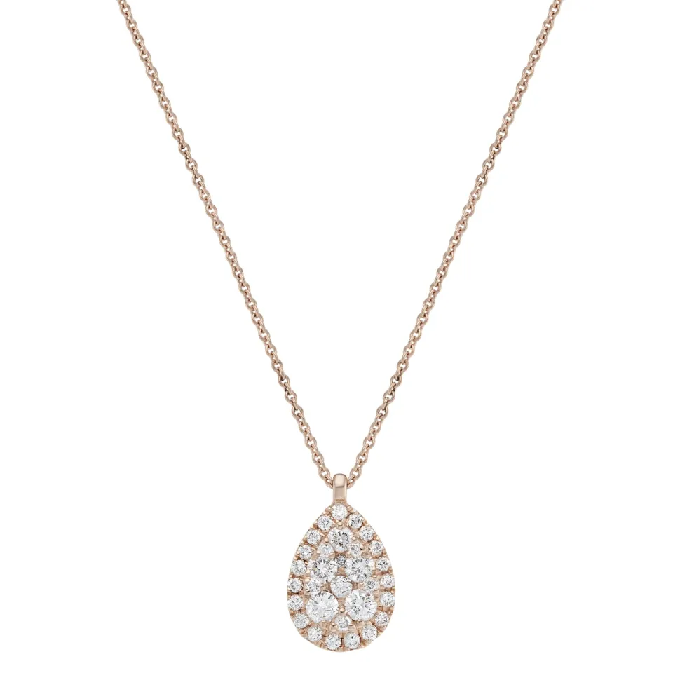18ct Rose Gold Diamond Drop Small Pendant