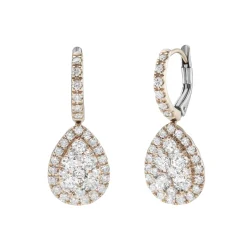 18ct Rose Gold Diamond Drop Large Earrings