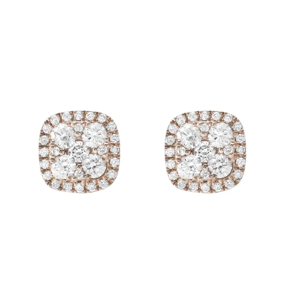 18ct Rose Gold Diamond Stud Earrings
