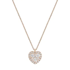 18ct Rose Gold Heart Diamond Pendant