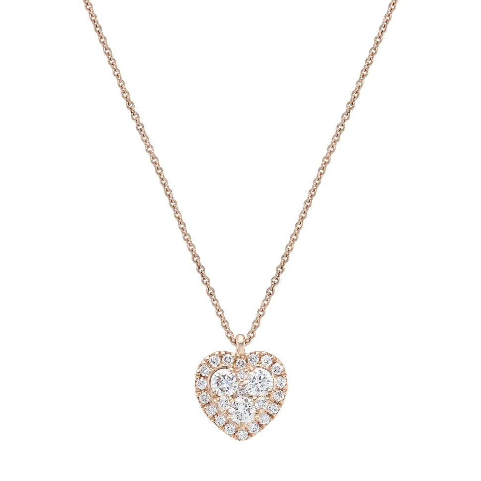 18ct Rose Gold Heart Diamond Pendant