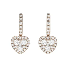 18ct Rose Gold Heart Shaped Diamond Earrings