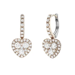 18ct Rose Gold Heart Shaped Diamond Earrings