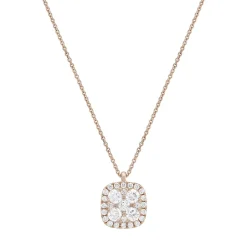 18ct Rose Gold Square Shaped Diamond Pendant