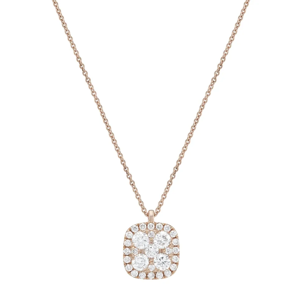 18ct Rose Gold Square Shaped Diamond Pendant