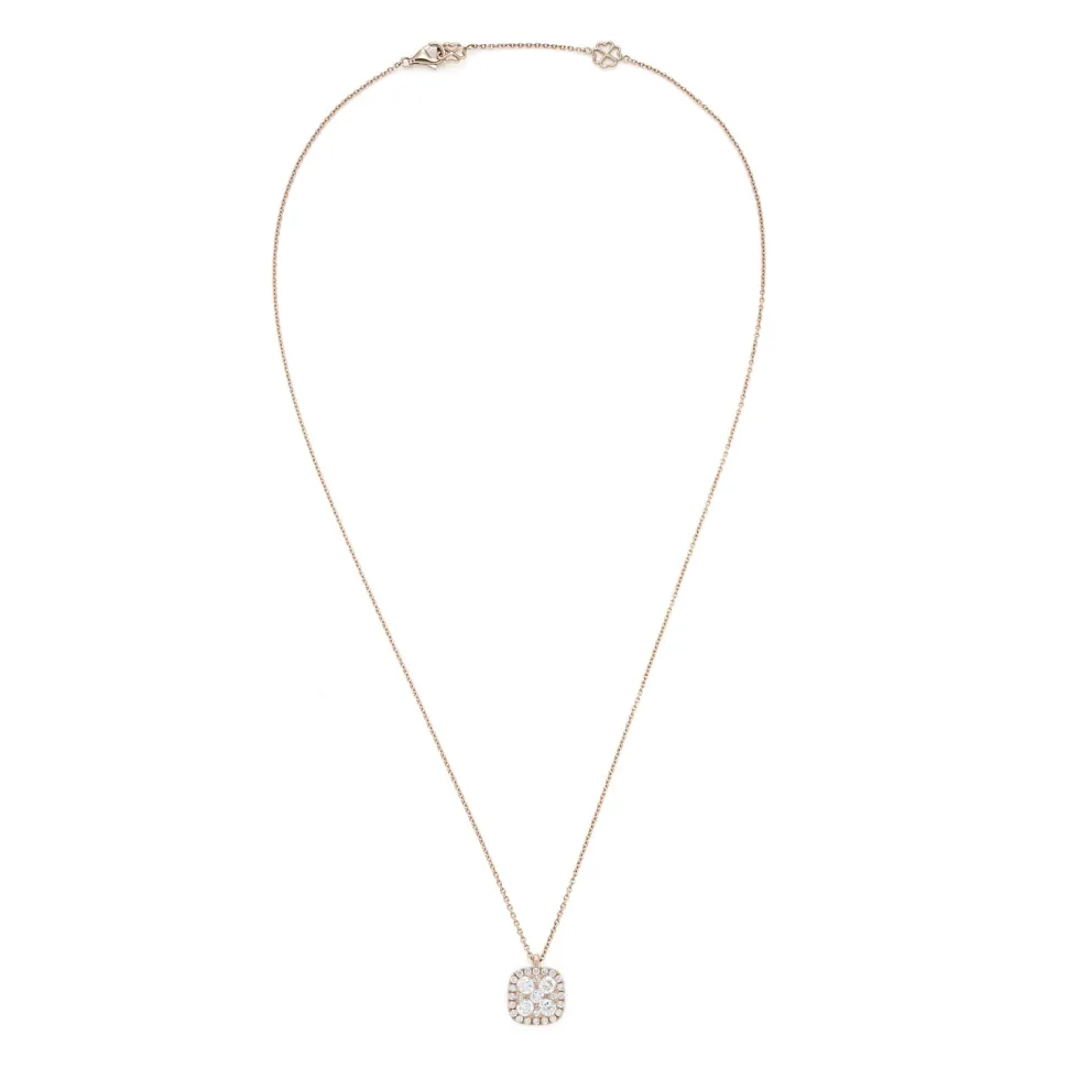 18ct Rose Gold Square Shaped Diamond Pendant