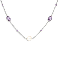 18ct White Gold Amethyst and Pearl Necklace