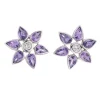 18ct White Gold Amethyst and Diamond Cluster Earrings