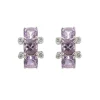 18ct White Gold Amethyst And Diamond Half Hoop Earrings