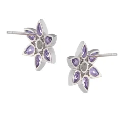 18ct White Gold Amethyst and Diamond Cluster Earrings