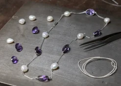 18ct White Gold Amethyst And Pearl 22" Necklace