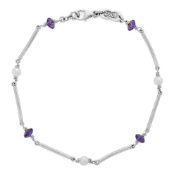 18ct White Gold Amethyst Bead and Pearl Bracelet
