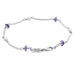 18ct White Gold Amethyst Bead and Pearl Bracelet