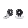 18ct White Gold And Onyx Cufflinks With Diamond Centre