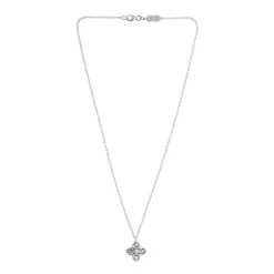 18ct White Gold Aquamarine And Diamond Cluster Pendant