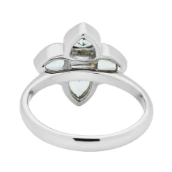 18ct White Gold Aquamarine and Diamond Cluster Ring
