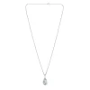18ct White Gold Blue Topaz And Diamond Pendant
