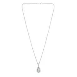 18ct White Gold Blue Topaz And Diamond Pendant