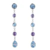 18ct White Gold Blue Topaz and Amethyst Drop Earrings