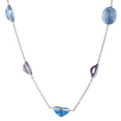 18ct White Gold Blue Topaz and Amethyst Necklace