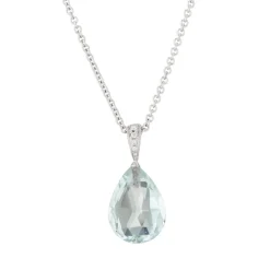 18ct White Gold Blue Topaz And Diamond Pendant