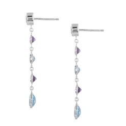 18ct White Gold Blue Topaz and Amethyst Drop Earrings