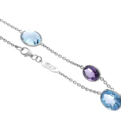 18ct White Gold Blue Topaz and Amethyst Necklace