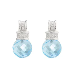 18ct White Gold Briolette Topaz And Diamond Earrings