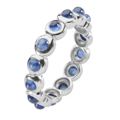 18ct White Gold Cabochon Sapphire Eternity Ring