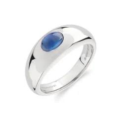18ct White Gold Cabochon Sapphire Gypsy Ring