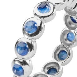 18ct White Gold Cabochon Sapphire Eternity Ring