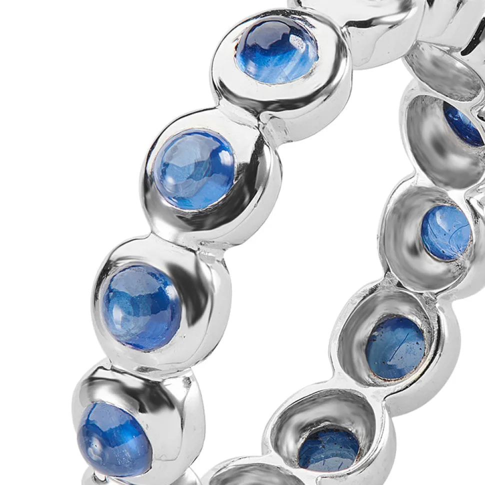 18ct White Gold Cabochon Sapphire Eternity Ring