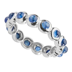 18ct White Gold Cabochon Sapphire Eternity Ring