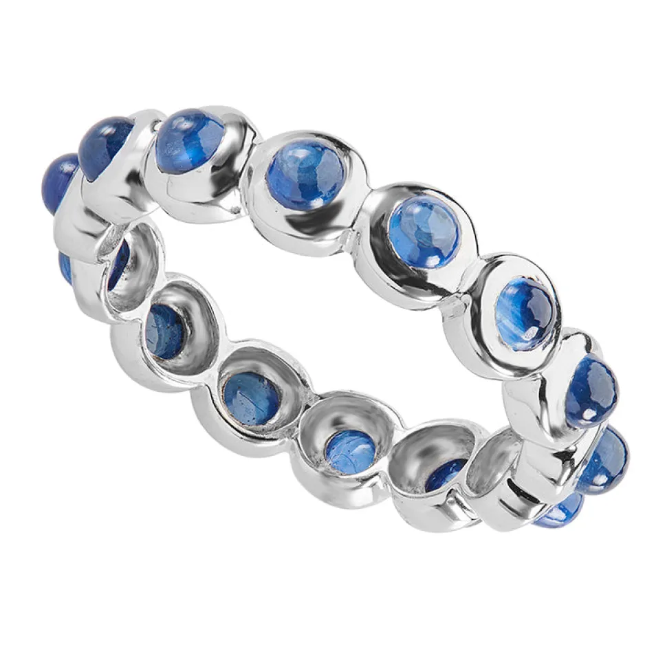 18ct White Gold Cabochon Sapphire Eternity Ring